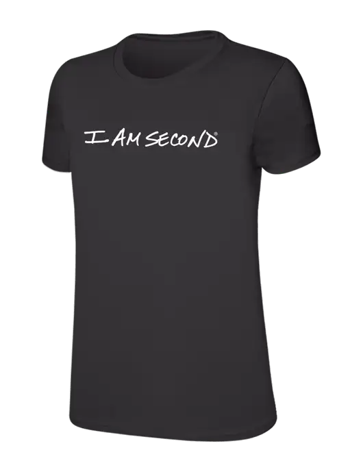 Womens Ring Spun Charcoal 4.5 oz T-Shirt w/I Am Second Logo