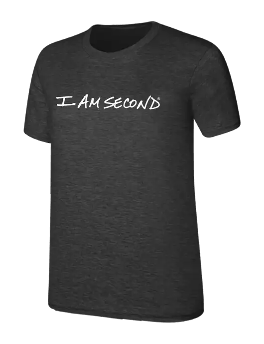 Womens Ring Spun Dark Heather Grey 4.5 oz T-Shirt w/I Am Second Logo