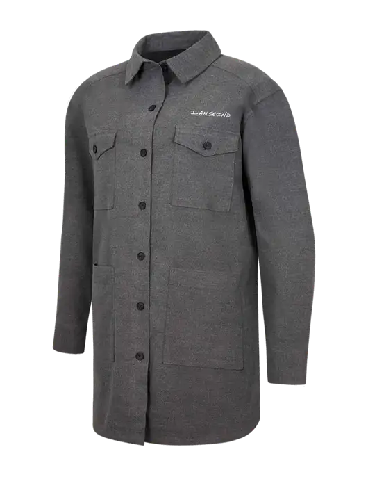 Mercer+Mettle Womens Medium Grey Heather Long Sleeve Twill Overshirt w/I Am Second Logo