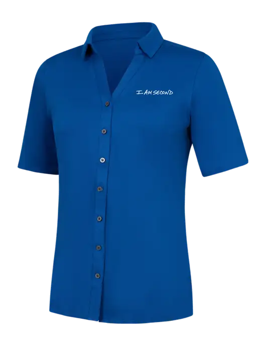 Womens Royal City Stretch Top w/I Am Second Logo