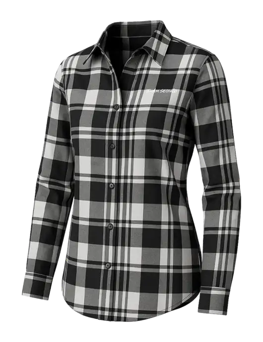 Womens White/Black Plaid Flannel Tunic w/I Am Second Logo