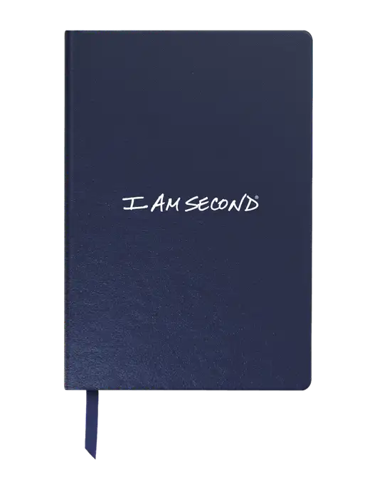 Achieve Navy Hardcover Journal, 5.5 x 8.37 w/I Am Second Logo