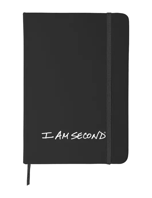 Black Comfort Touch Bound Journal 5" X 7" w/I Am Second Logo