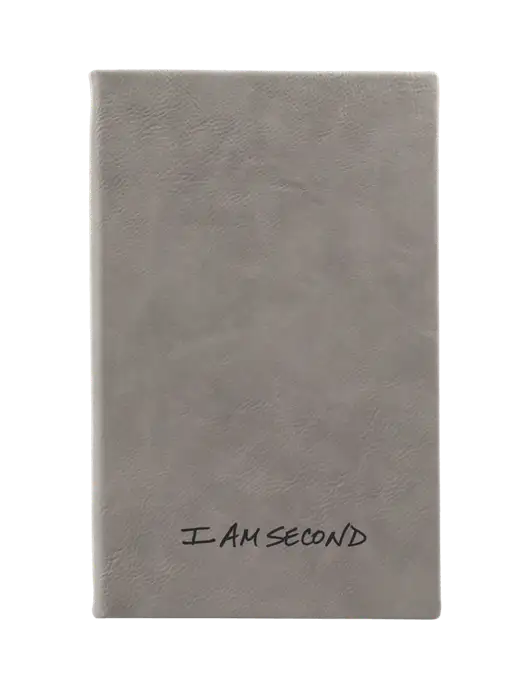Grey Leatherette 5.25 x 8.25 Journal w/I Am Second Logo