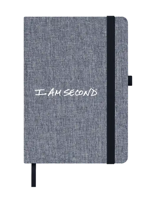 Twill Grey Heathered 5 x 7 Journal w/I Am Second Logo