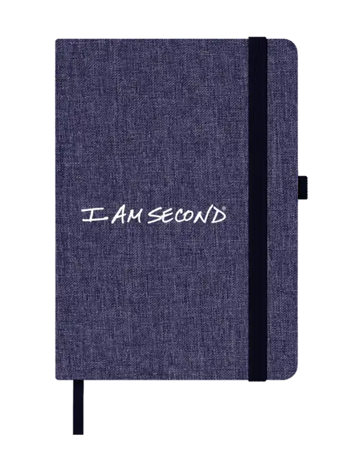 Twill Navy Heathered 5 x 7 Journal w/I Am Second Logo