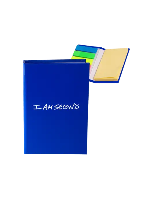 Dark Royal Blue Micro Sticky Note Pad, 2 x 3.25 w/I Am Second Logo