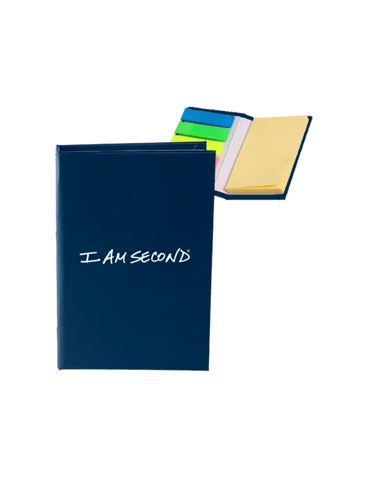 Navy Micro Sticky Note Pad, 2 x 3.25 w/I Am Second Logo