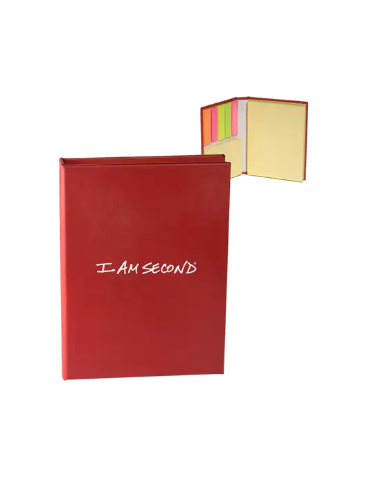 Red Sticky Book Folio, 3.125 x 4.125 w/I Am Second Logo