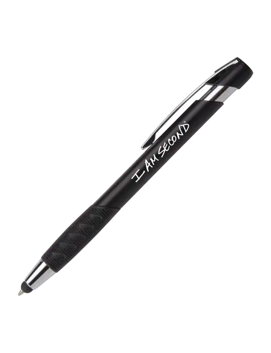 Alize Black Stylus Black Ink Pen w/I Am Second Logo