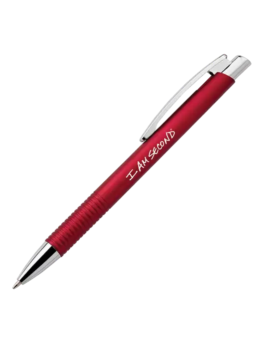 Malay Red Ballpoint Pen - Blue Ink w/I Am Second Logo