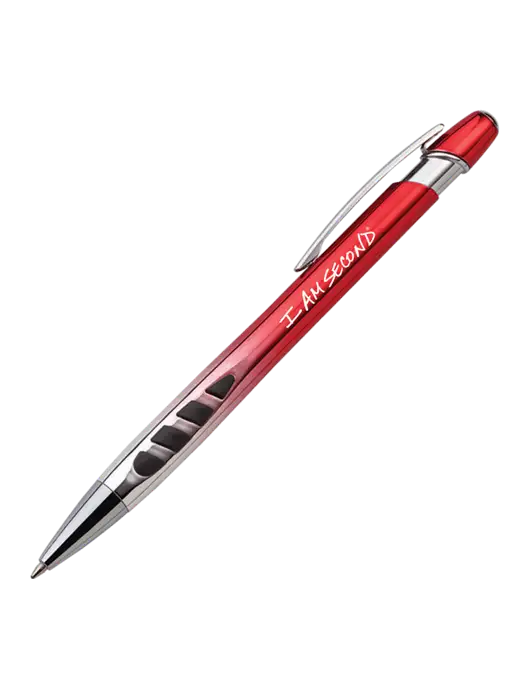 Zenith Red Ballpoint Pen - Blue ink w/I Am Second Logo