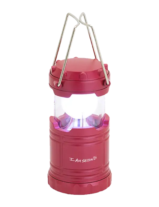 Red Mini Retro Lantern w/I Am Second Logo