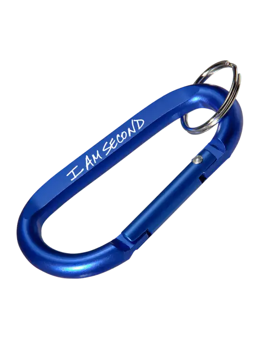 Blue Carabiner & Key Ring w/I Am Second Logo