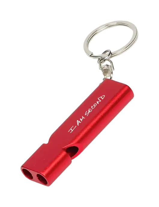 Quick Alert Red Safety Whistle w/I Am Second Logo