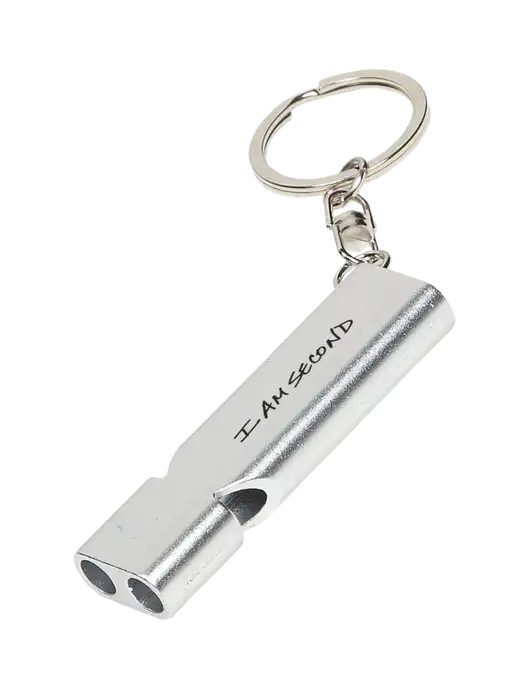 Quick Alert Silver Safety Whistle w/I Am Second Logo