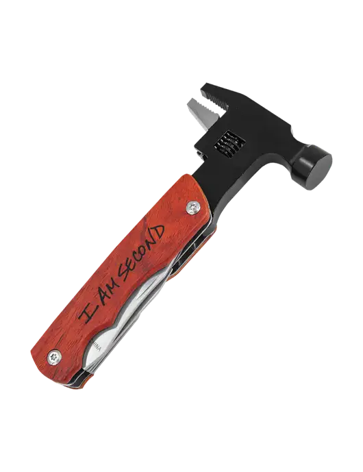 Wood Handle Hammer Multi Tool with Case w/I Am Second Logo