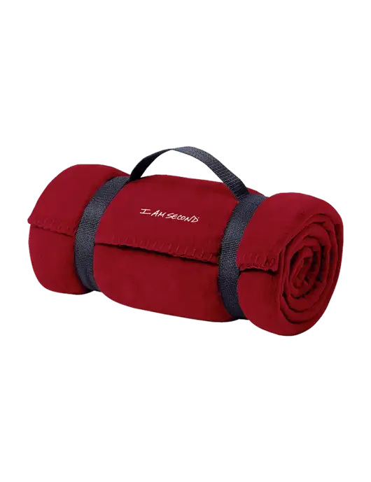 Casual Red Fleece Blanket With Strap w/I Am Second Logo