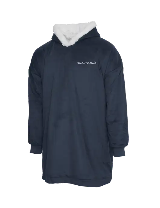 Wearable Lodge Navy Blanket w/I Am Second Logo