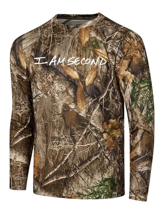 Russell Outdoors Realtree Edge Camo Performance Long Sleeve T-Shirt w/I Am Second Logo