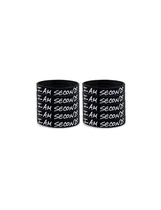 I Am Second 10-Pack Black Wristband Bundle-Regular