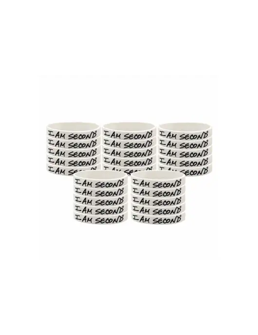 I Am Second 25-Pack White Wristband Bundle-Regular