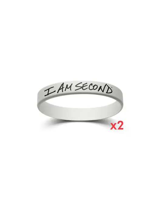 I Am Second 2-Pack White Wristband Bundle-Regular