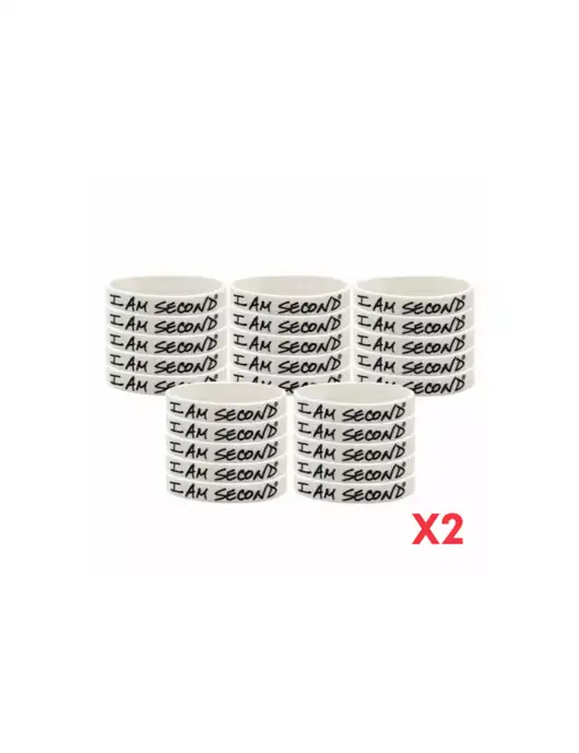 I Am Second 50-Pack White Wristband Bundle-Regular