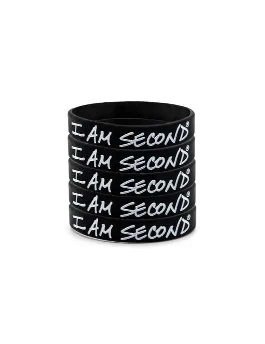 I Am Second 5-Pack Black Wristband Bundle-Small