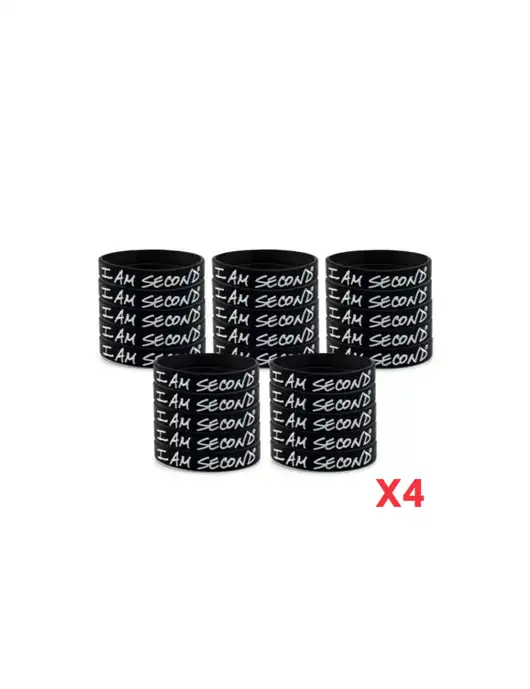 I Am Second 100-Pack Black Wristband Bundle-Small