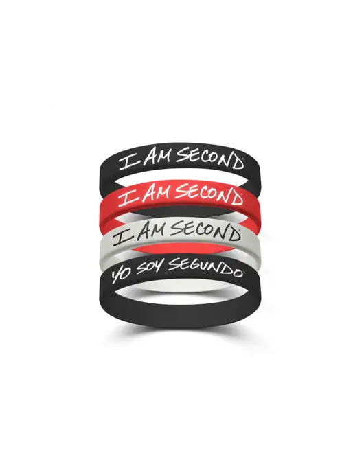 I Am Second 4-Pack Wristband Bundle (Black, Red, White, Spanish Black)-Regular