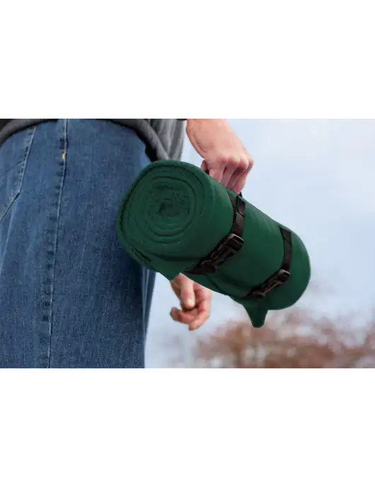 Casual Dark Green Fleece Blanket With Strap w/I Am Second Logo